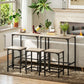 3-Piece Dining Table Set for 2, Bar Table and 2 Stools for Kitchen, Living Room, Dining Room, Small Space, Natural Wood