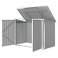 Outdoor Metal Storage Shed Garden Garbage Can Organizer with Double Door and Vents for 2 Trash Cans, Light Grey