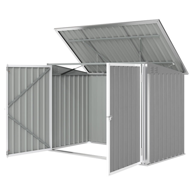 Metal Garbage Can Shed with Double Door & Vents