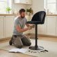 Bar Stools Set of 2, Swivel Counter Height Barstools with Footrest, Black