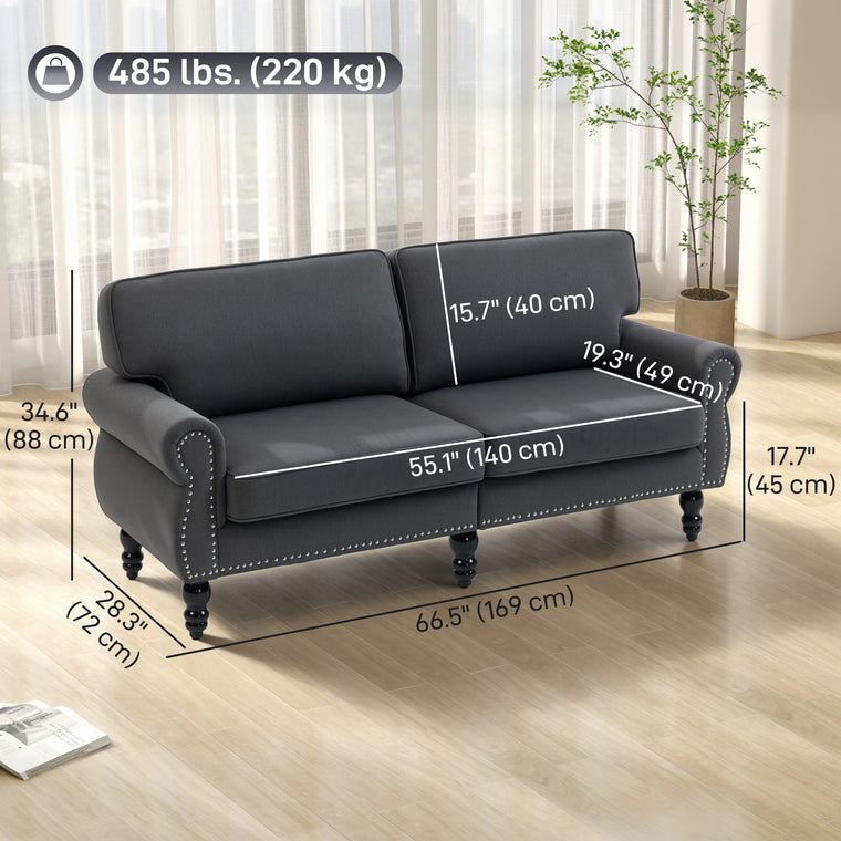 2-Seater Sofa with Sponge Padding - Dark Grey