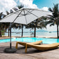 20.5" Round Parasol Base Resin Patio Umbrella Base Garden Parasol Holder Outdoor Offset Weight Stand with Wheels Black