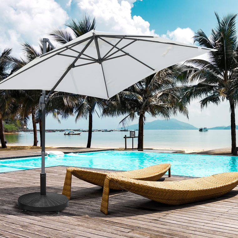 20.5" Black Resin Round Parasol Base with Wheels