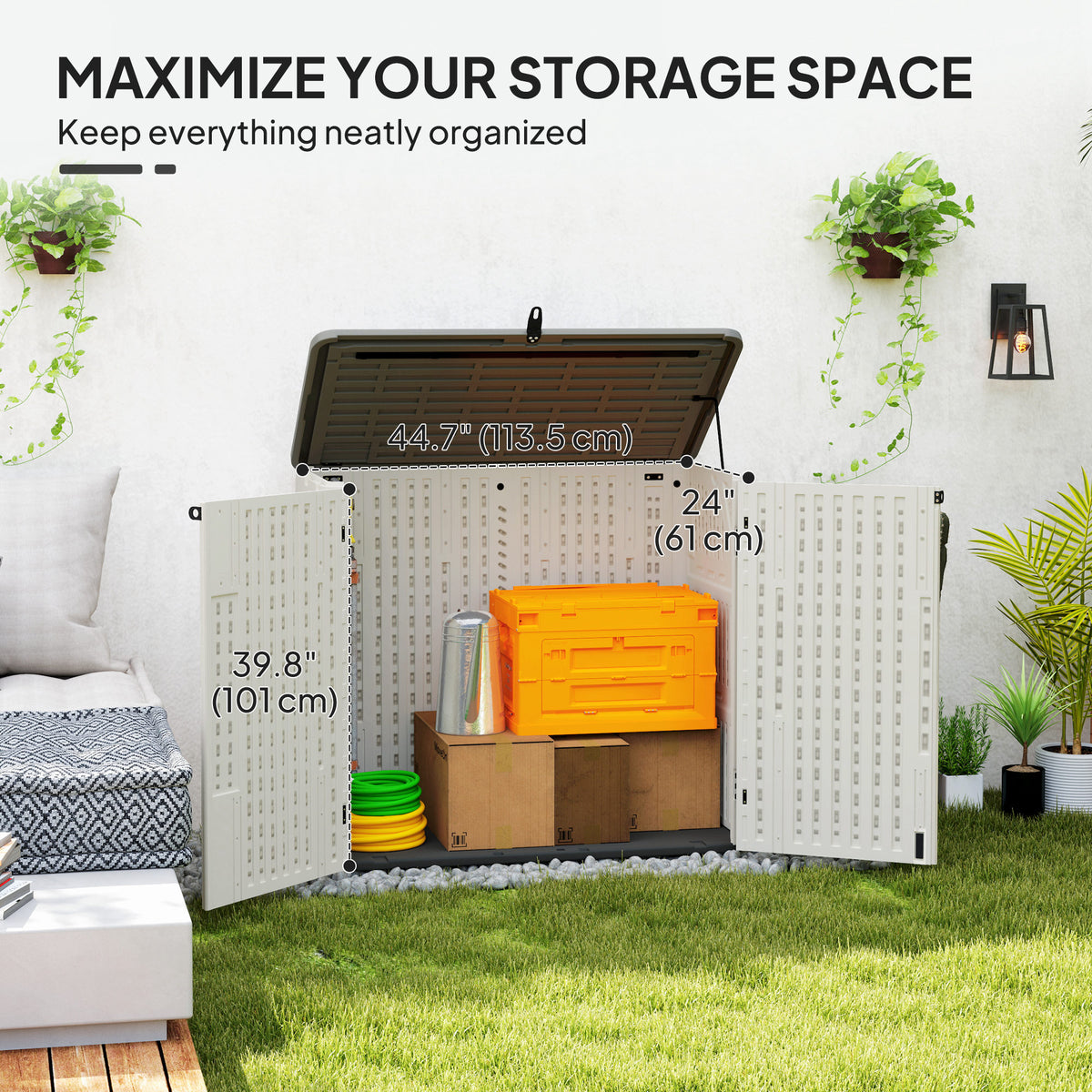 185 Gallon Storage Cabinet with Openable Top and Lockable Doors