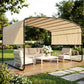 10' x 13' Retractable Pergola Canopy, Outdoor Metal Pergola Gazebo Sun Shade Shelter with Steel Frame, Khaki