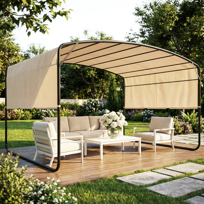 10' x 13' Khaki Retractable Pergola Canopy with Steel Frame
