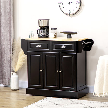 Rolling Kitchen Island with Wood Top and Drawer