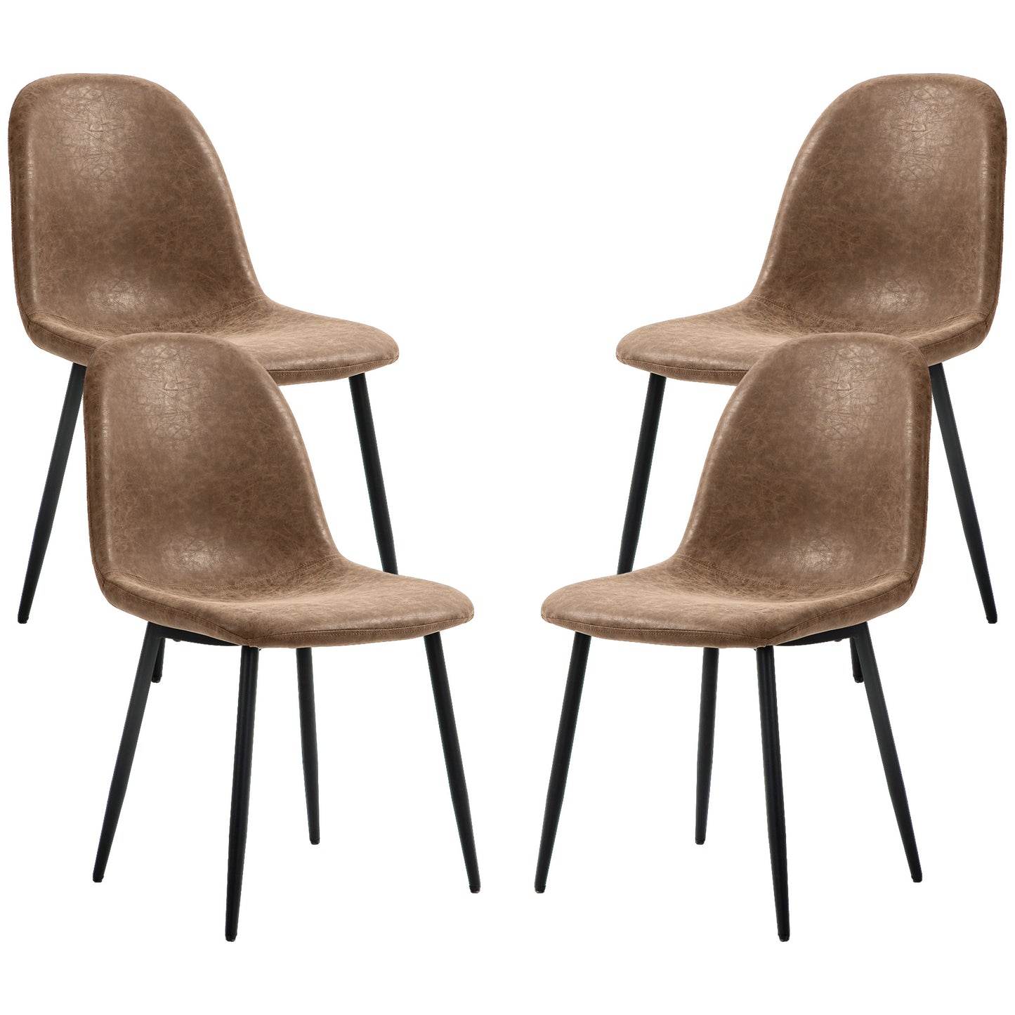 Retro Dining Table Chairs Set of 4, PU Leather Upholstered Kitchen Table Chairs for Living Room, Bedroom