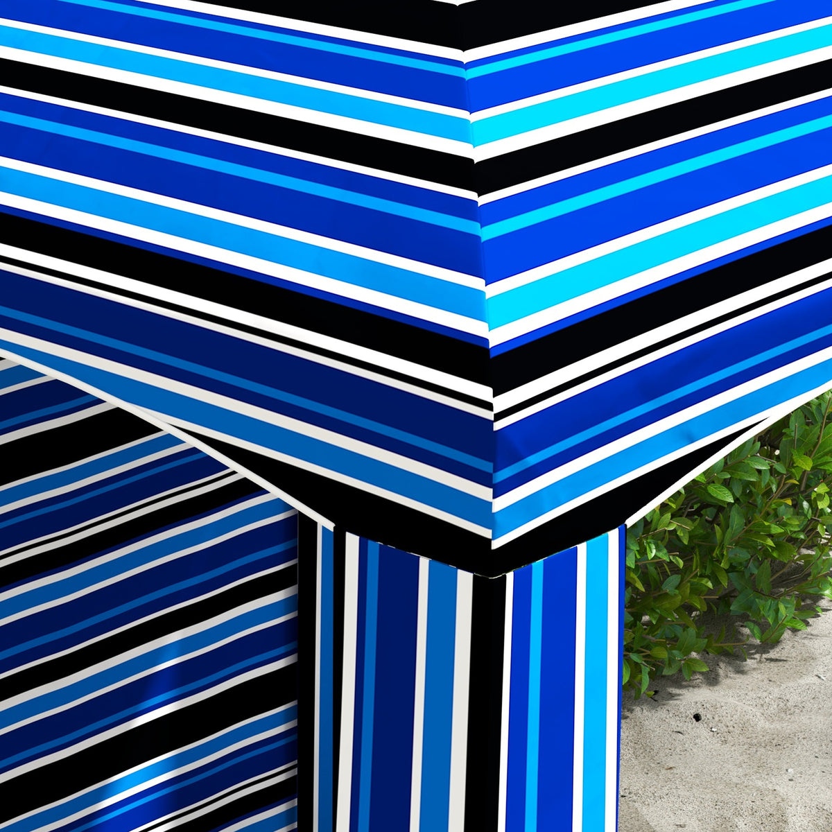 70.1" x 70.1" Blue Stripe Cabana Umbrella with Walls
