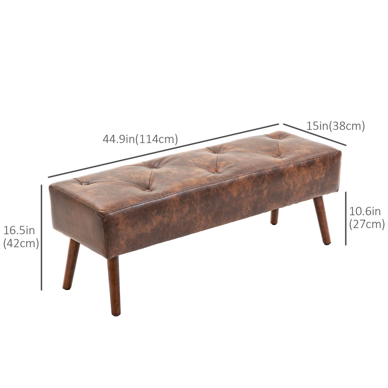 Tufted PU Leather End-of-Bed Bench - Brown
