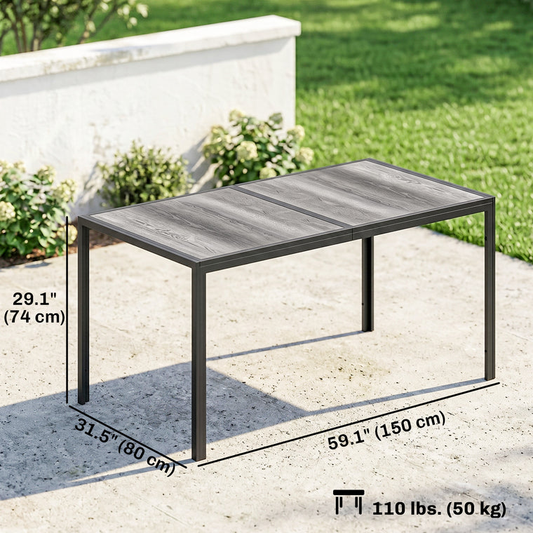 59" Dining Table with Wood-Effect Top and Metal Legs