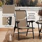 3 Pieces Patio Bistro Set, Outdoor Folding Table and Chairs Set, Metal Patio Furniture Set with Cup Holders