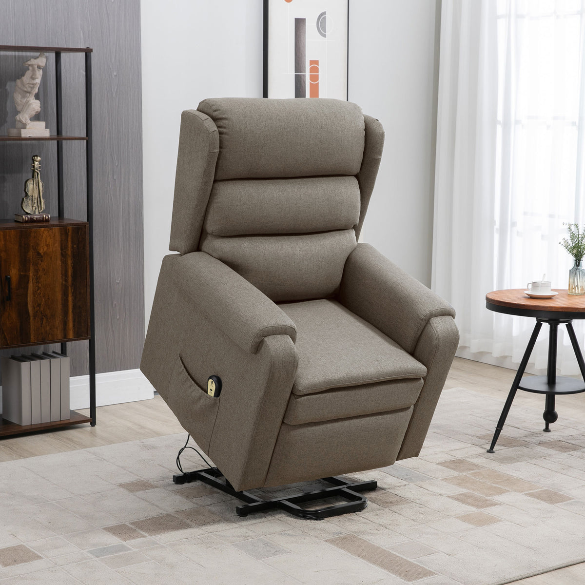 Lift Chair for Elderly, Power Chair Recliner with Footrest, Remote Control, Side Pockets for Living Room, Brown