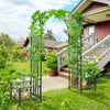 7FT Metal Garden Arch with 2 Planter Boxes, Decorative Outdoor Walkway Arbor for Climbing Vine Plants for Patio Backyard Lawn Party Ceremony, Dark Grey