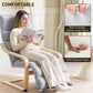 Accent Chair, Velvet Upholstered Living Room Chair with Footrest, Wood Frame, Light Grey