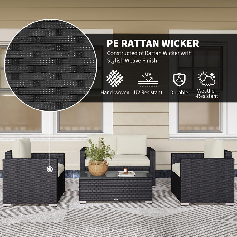 Wicker Outdoor Furniture Set with Loveseat and 2 Chairs