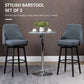 Extra Tall Bar Stools Set of 2, Modern 360° Swivel Barstools, Dining Room Chairs with Steel Legs Footrest, Charcoal Grey