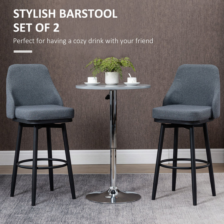 Extra Tall Swivel Bar Stools Set of 2 with Footrest