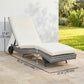 Outdoor Adjustable Wicker Chaise Lounge Chair with Cushion & Wheels for Patio, Deck, Poolside, Cream White