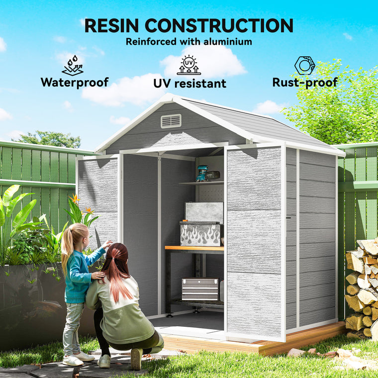 6' x 5' Wood Garden Shed with Lockable Doors and Vents