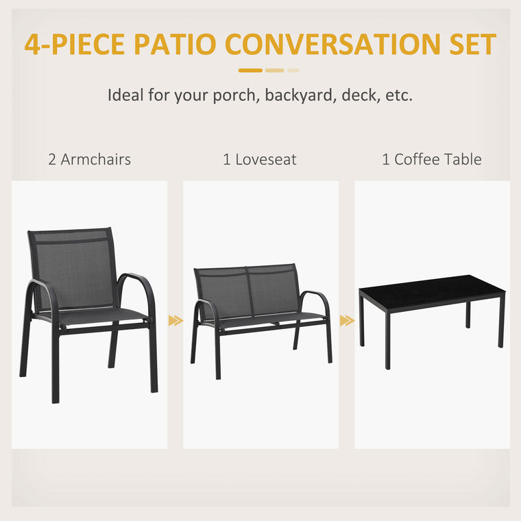 4-Piece Patio Conversation Set with Loveseat