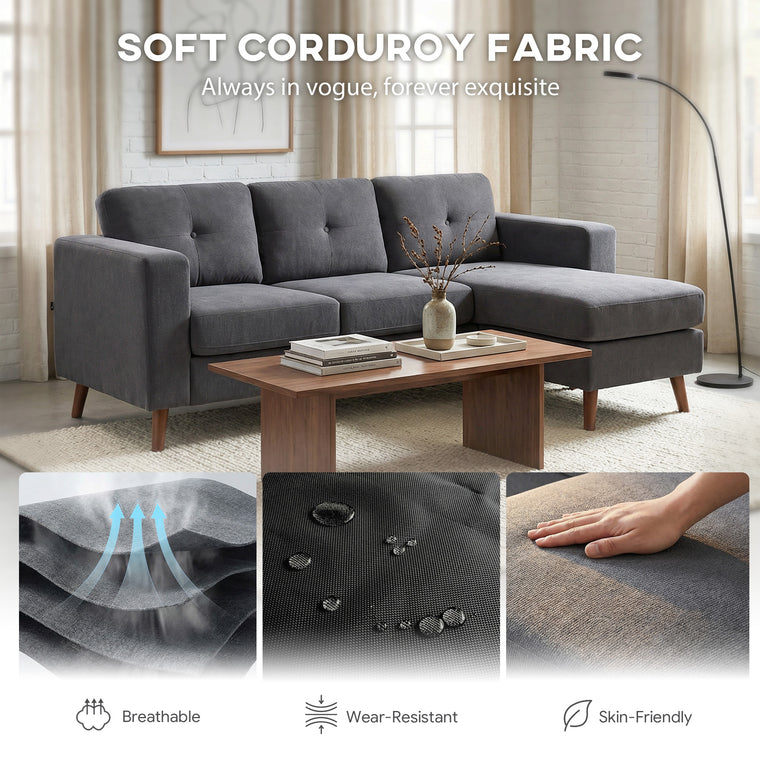 Compact L-Shaped Sectional with Changeable Chaise