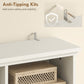 Hall Tree with Bench and Shoe Storage, Entryway Bench with Coat Rack, 12 Shelves, 2 Cabinets, 5 Hooks, White Wood Grain