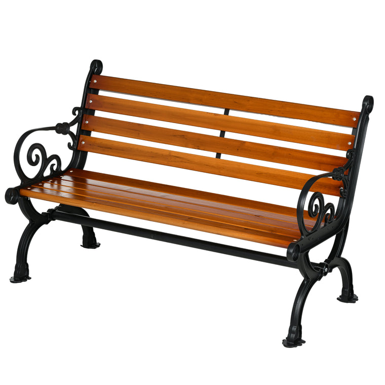 47" Garden Bench Loveseat with Slatted Seat Back