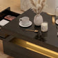 LED Coffee Table with Storage, 2-Tier Modern Center Table with 2 Drawers for Living Room, High Gloss Black