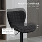 Bar Stools Set of 2, Adjustable Height Swivel Bar Chairs, Linen-feel Fabric Upholstered Kitchen Counter Stools with Wide Seat, Back and Footrest, Black