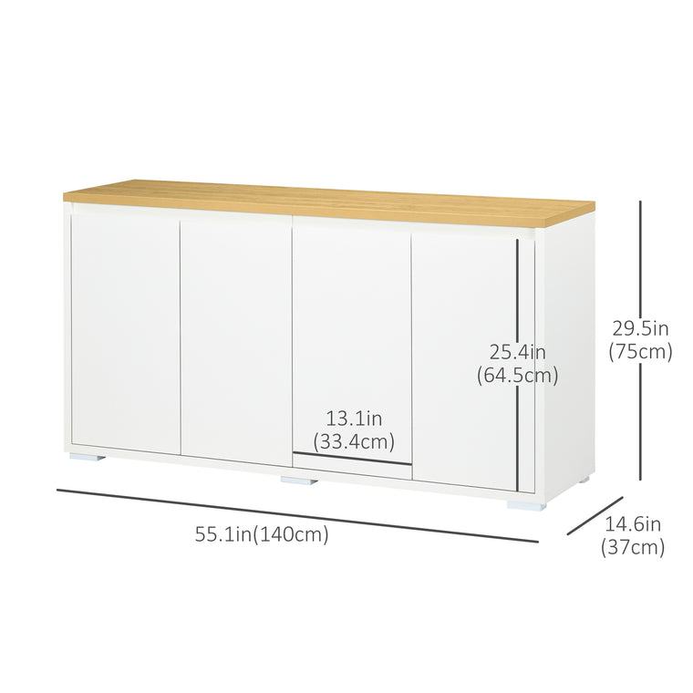 Sideboard Buffet Cabinet with Double Doors - White
