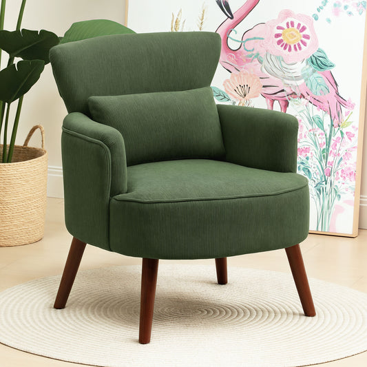 Upholstered Accent Chair with Lumbar Pillow