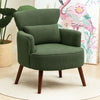 Modern Accent Chair, Upholstered Armchair with Solid Wood Legs and Lumbar Pillow for Living Room, Green