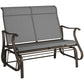 Garden Double Gliding Chair, Patio Glider Armchair for Outdoor, Backyard Mesh Seat and Backrest, Steel Frame, Light Grey