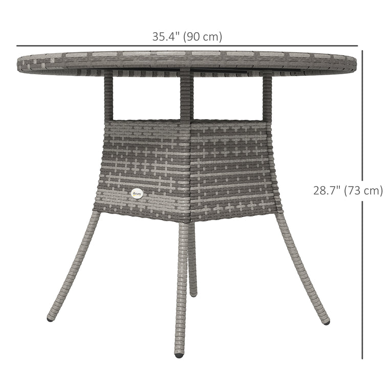 35.4" Wicker Dining Table with Composite Top