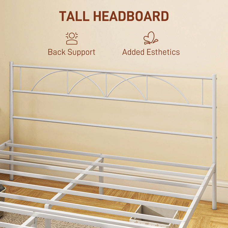 Metal Queen Platform Bed with Headboard and Storage