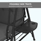3-Seat Outdoor Porch Swing Patio Swing with Adjustable Canopy, Side Tray, Removable Cushion for Garden, Poolside, Grey