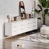 Modern Chest of Drawers 6 Drawer Dresser for Bedroom with Gold Legs and Handles, White