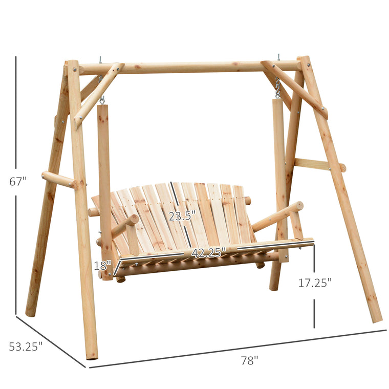 6.5' Wooden Farmhouse Log Swing Loveseat