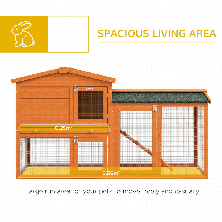 Two-Level Rabbit Hutch with Run & UV-Resistant Roof