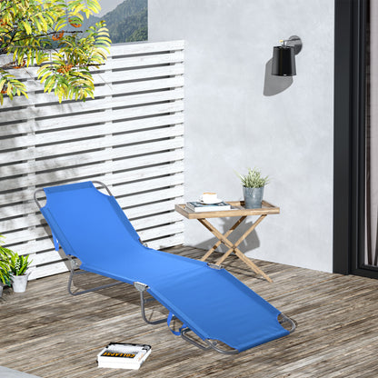 Blue Folding Beach Lounger with Mesh Fabric