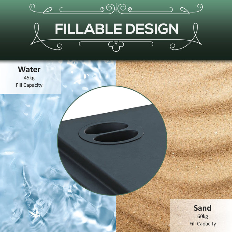 Black Square Umbrella Base with Wheels