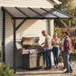 Hardtop Grill Gazebo, Lean-to BBQ Shelter with Polycarbonate Roof for Outdoor, Patio, Lawn