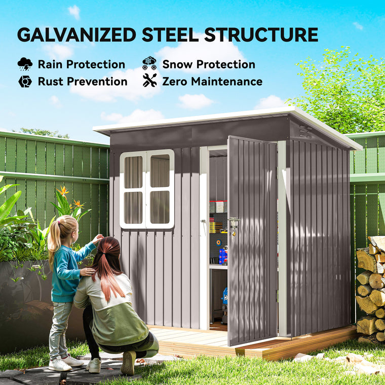 7' x 4' Galvanized Steel Garden Shed with Window