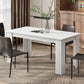 63" Kitchen Table for 4-6 People, Dining Table with Wood Effect for Dining Room, White