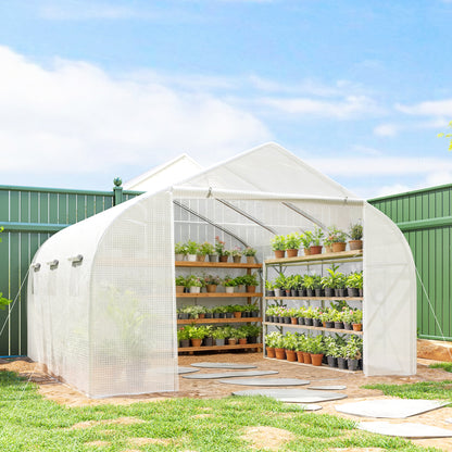 15'x10'x7' Greenhouse Gardening Planting Shed White