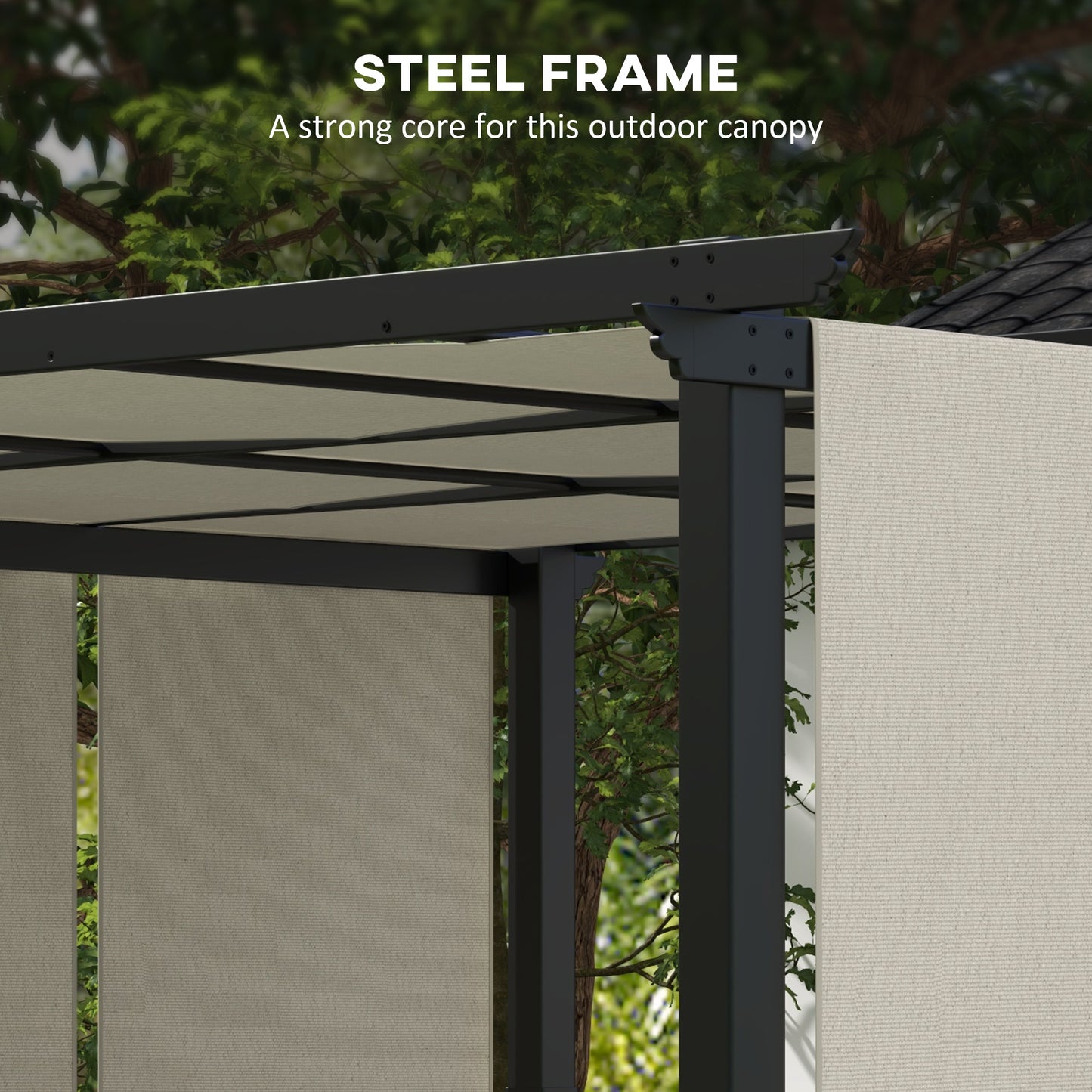 Metal Pergola, Outdoor Pergola with Retractable Canopy, for Garden, Patio, Backyard, Deck