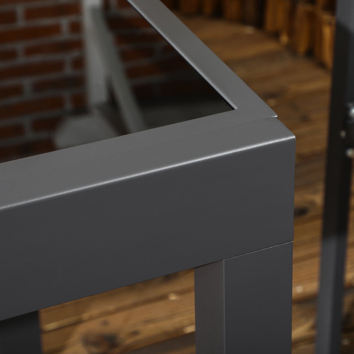 63" Extendable Outdoor Dining Table Patio Table with Aluminum Frame and Tempered Glass Tabletop, Black