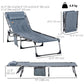 Folding Chaise Lounge Chair, Outdoor Padded Reclining Chair with 5-position Adjustable Backrest, Pillow and Pocket for Patio, Deck, Beach, Lawn and Sunbathing, Black
