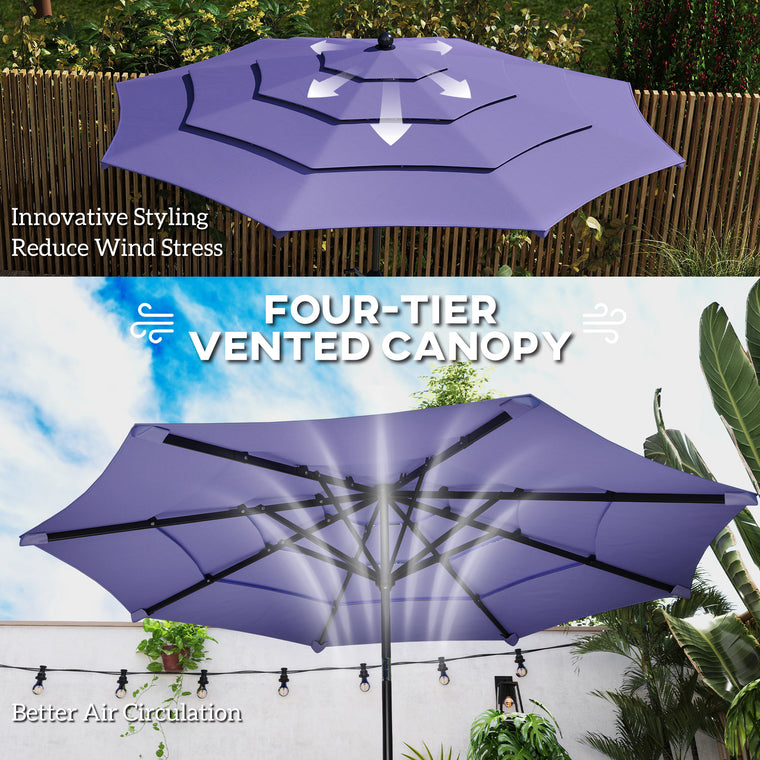 10.7FT Purple Patio Umbrella with 8 Ribs & Push Button Tilt